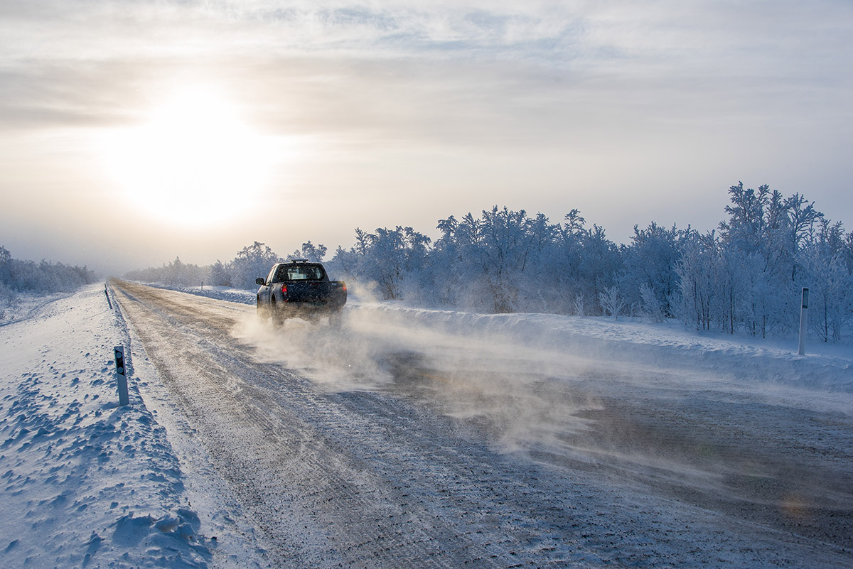 auf der Fahrt durch Lappland, -27°C