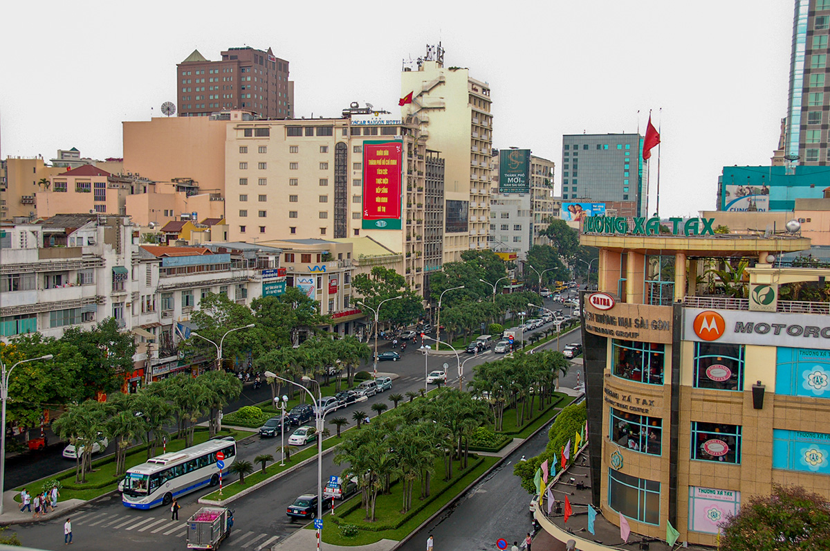 Blick vom Hotel Rex in Saigon, dem Hotel der Journalisten während des Vietnamkrieges